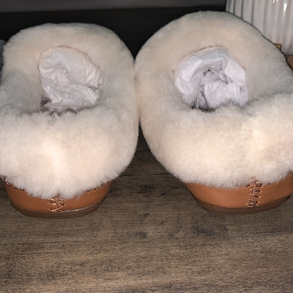 NIB TORY BURCH COLEY SLIPPER SHEARING LINED NATURAL SUEDE & LEATHER - Picture 7 of 10